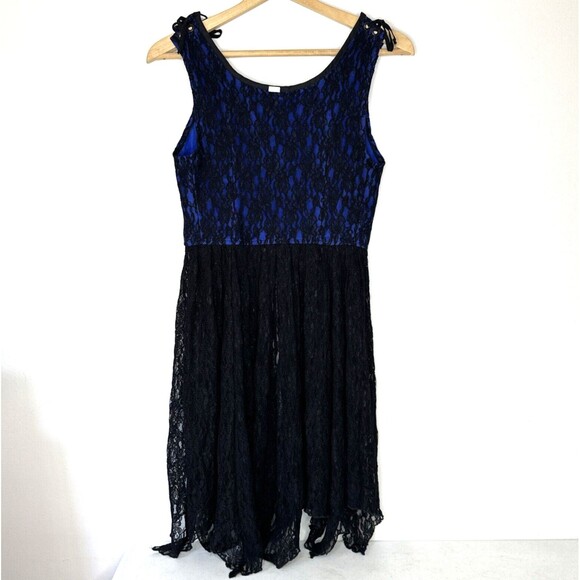 Renaissance Lace Long Bodice Corset Cinch Blue & Black Lace Sz Large - Picture 6 of 9